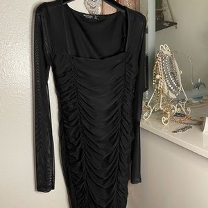 Ruched black bodycon LBD